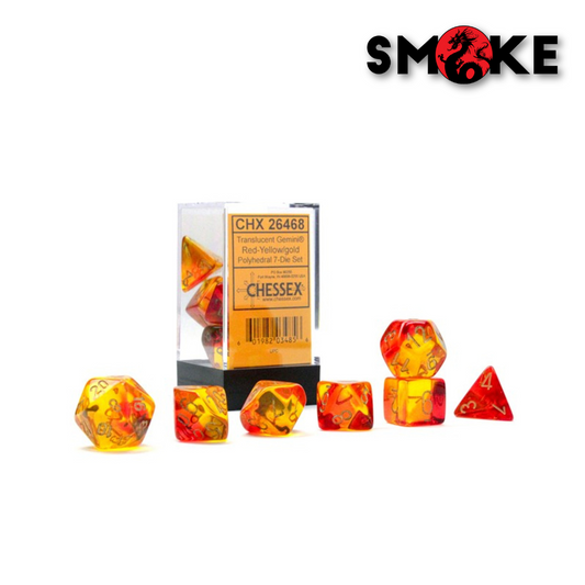 Chessex - Dadi - Polyhedral 7 die set Gemini Translucent - Red-Yellow/Gold